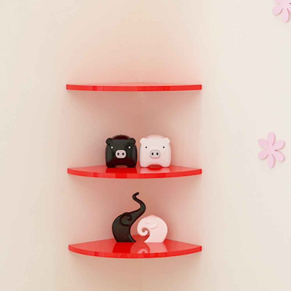 XIA Shelf Wooden Art Black White Red Corner Partition Sector Living Room Bedroom (Color : RED)