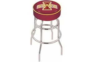 HOLLAND BAR STOOL CO. L7C1-4" Iowa State Cushion Seat with Double-Ring Chrome Base Swivel Bar Stool by The Holland Bar Stool Company