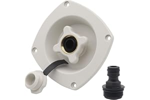 Ambuker RV City Water Inlet Connection Pressure Reducing Fill Hatch with Brass Check Valve and Quick Coupler Dustproof Inlet Hose Adapter for Fresh Water Fill Compatible with RV Marine Camper(White)