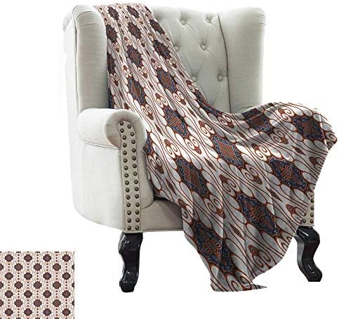 RenteriaDecor Batik Decor，Blanket Retro Boho Traditional Indonesian Inspred Spouted Liquid Flowing Colored Art 60"x35" Bedsheet Sofa Bedding Blankets Brown Beige