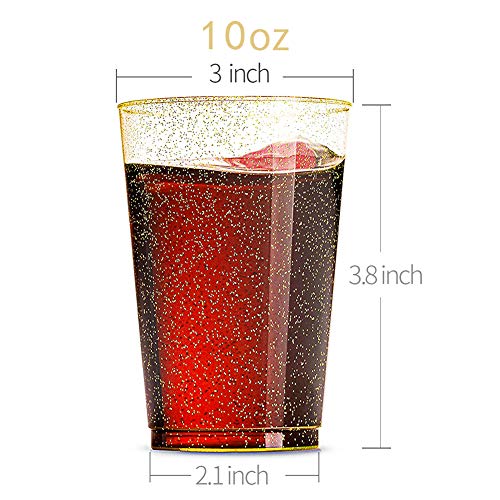 WDF 150pcs Gold Glitter Plastic Plates with Gold Plastic Silverware