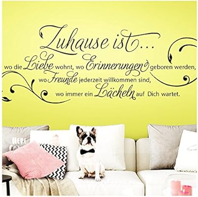 Wandora Wandtattoo Spruch Zuhause Ist I Schwarz Bxh 100 X 35 Cm I Familie Liebe Wohnzimmer Diele Flur Sticker Aufkleber Wandaufkleber Wandsticker