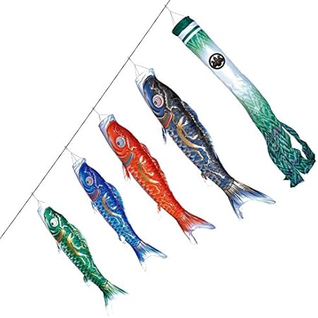 Amazon こいのぼり 徳永鯉 鯉のぼり 庭園用 1 5m7点 にわデコセット 豪 金彩弦月之鯉 撥水加工 ポリエステルシルキーブライト 家紋 名入れ可能 410 222 こいのぼり おもちゃ