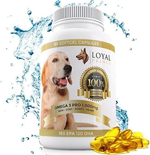Fish Oil For Dogs Pure Omega 3 Capsules (1000 mg) - Fatty Acids w/ High DHA, EPA & Vitamin E For Dry Skin and Coat - Joint Health & Dog Shedding Supplements