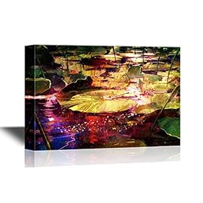 Canvas Wall Art - Oil Painting Style Lotus Leaf - Gallery Wrap Modern Home Art | Ready to Hang - 12x18 inches