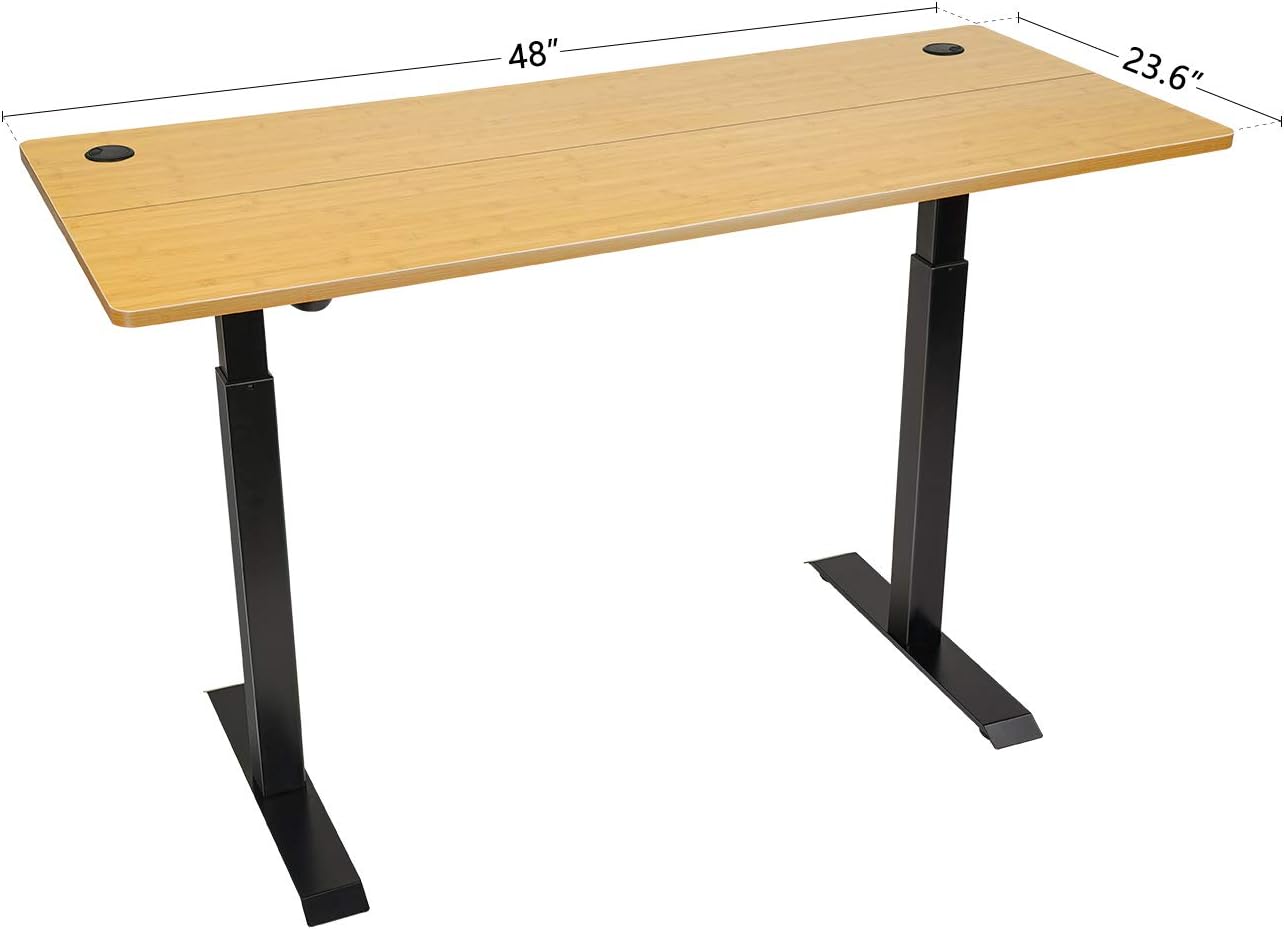 FEZIBO Electric Height Adjustable Standing Desk, 48 x 24 Inches Splice Board, Black Frame/Bamboo Top: Kitchen & Dining
