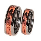 Southern Designs Orange Camouflage His & Her Ring Band Set - Half USA - 1 Year Warranty
