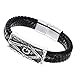 Cupimatch Mens Stainless Steel Masonic Freemason Leather Bracelet Cuff Bangle with Magnetic Clasp (Type 2) for Fathers Day