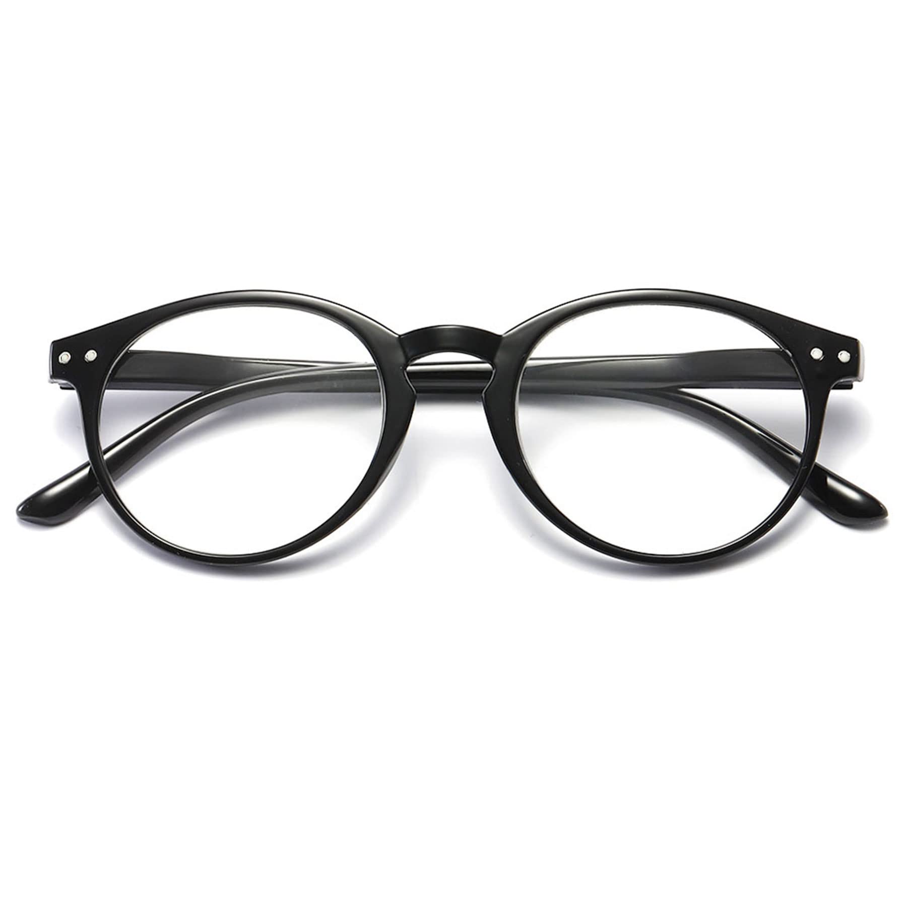 Lanomi Blue Light Blocking Reading Glasses for Man Women Round Glasses 1.0 1.25 1.5 2.0 2.25 2.5 2.75 3.0 3.5 Stylish Ladies Readers With Spring Hinge Screen Eyeglasses 1.75 Bright Black 2.5