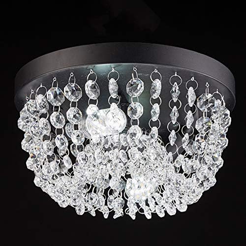 Ferwvew 2 Lights Modern Mini Chandelier Black Flush Mount Crystal Ceiling Light Fixtured984 H535 Elegant Ceiling Lighting Fixture Lamp For Hallway Bedroom Living Room Bathroom Dining Room Bar