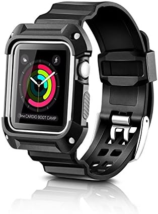 Apple Watch 42mm Series 1 Sport Band and Case for iWatch Series 1, iMiWell Rugged Armor Protective Resilient Shock Case with Strap Bands for Apple iWatch Edition 2015 (42mm White)