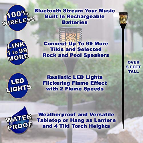 Theater Solutions TT100 Fully Wireless 240 Watt Rechargeable Battery Bluetooth Tiki Torch Speaker 4 Pack Lanterns Link… - Image 3