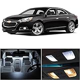 LEDpartsNow Chevy Malibu 2013-2014 Xenon White Premium LED Interior Lights Package Kit (5 Pieces)