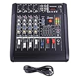 AW 4 Channel Professional Powered Mixer with USB Slot Power Mixing 110V