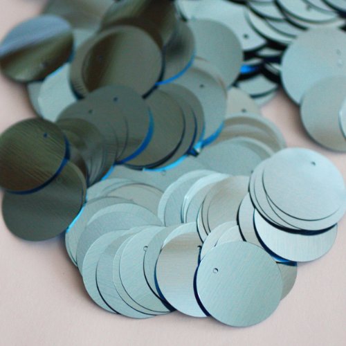 20mm Flat Round SEQUIN PAILLETTES ~ Sky Light Blue Metallic ~ Loose sequins for embroidery, bridal, applique, arts, crafts, and embellishment. Made in USA.