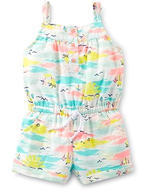 Baby Girls Tropical Woven Print Romper