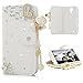 S4 Case,Galaxy S4 Case - Mavis's Diary 3D Handmade Bling Crystal LOVE Heart Pendant Sparkle Glitter Rhinestone Diamond Flowers PU Leather Wallet Type with Magnetic Clasp Credit Card Holder Design Folio Case Cover for Samsung Galaxy S4 I9500 I9505 SPH-L720 SGH-I337with Soft Clean Cloth (White)