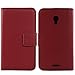 Gukas Design Genuine Leather Case for Huawei Ascend Mate 2 4G Wallet Premium Flip Protection Cover Skin Pouch with Card Slot (Dark Red)