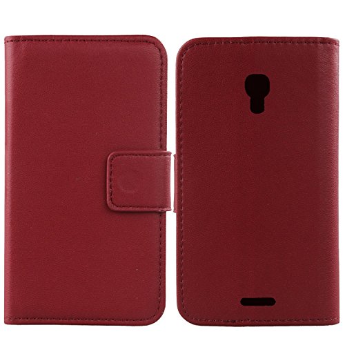 Gukas Design Genuine Leather Case for Huawei Ascend Mate 2 4G Wallet Premium Flip Protection Cover Skin Pouch with Card Slot (Dark Red)