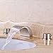 Senlesen Widespread LED Bathroom Waterfall Basin Faucet Dual Handle Bathroom Sink Faucet Brushed Nickel