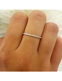 0.08 Carat (ctw) 10k Gold Round White Diamond Ladies Dainty Anniversary Wedding Band Stackable Ring