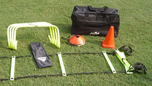 Pepup Unisex's Kit Hurdles, Set of 20 Saucer, 1 Agility Speed Ladder and 4 Marker Cones in Carry Bag for Football Training, Multicolor, Free size