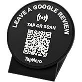 TapNero Review Stand with NFC & QR Code compatible with Google Reviews — Premium 3-D Embossed Sign, One-Tap Scan, No Subscription Fees, Unlimited Taps, Instant 5-Star Ratings for Small Business (Black)