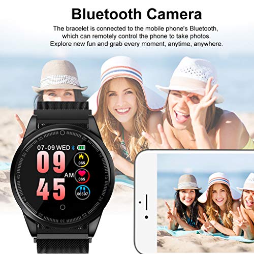 Insaneness Christmas Gift 1.22 inch Heart Rate Activity Step Counter Music Control Smart Bracet for Women Men (Black)