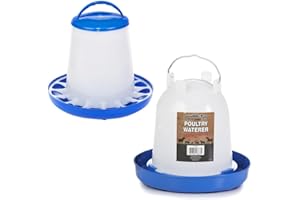 Double-Tuf® Plastic Poultry Feeder and Waterer Kit | Hanging Chicken Feeder | Hanging Chicken Waterer | 5 Lb Poultry Feeder | 5 Quart Poultry Waterer
