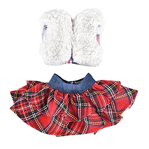 yamaso Santa Couture Clothing for elf Doll (Fluffy Vest+ Plaid Skirt + Bathrobe)