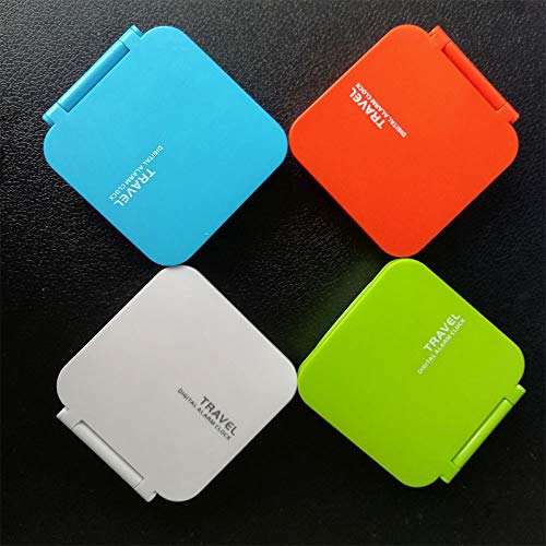 Huasen Mini Small Digital Travel Alarm Clocks Battery Operated with Light Folding,Calendar and Temperature,Snooze and Nightlight,Folds into One Compact Unit for Travel,Portable,Pocket Size (White) - Thumbnail 6