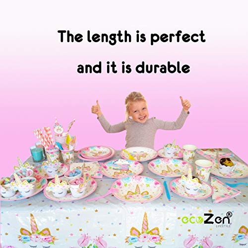 Unicorn Tablecloth, Set of 2 unicorn table cloth for birthday party, Extra-Large 108" x 54" Disposable Unicorn Table Cover, Ideal Party Supplies for Unicorn Themed Baby Shower Decorations and Unicorn Birthday Decoration for Girls - Thumbnail 4