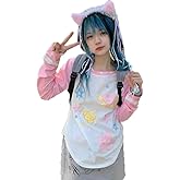 Crancious Y2k Stars Kawaii Shirt -Graphic Print Round Neck T Shirt Short Sleeve