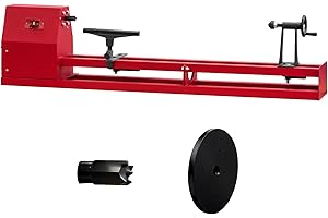 Garvee Wood Turning Lathe, 4-Speed Benchtop Wood Lathe 885-2425 RPM 370W 0.5HP, 14’’ x 40’’ Woodworking Lathe with Chisels Fa