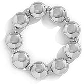 Chunky Gold Geometry Beads Bracelets Adjustable Stretch Strand Bracelets Irregular Big Round Ball Beaded Elastic Bracelet Fashion Dainty Jewelry for Women