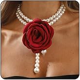 Rose Choker Necklace for Women Vintage Baroque Pearl Layers Necklace Exaggerated Flowers Pearl Necklaces Fashion Wedding Party Jewelry