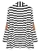 OURS Women's Turndown Neck Long Sleeve Striped Long Tops Cardigan Gray and White X-Large
