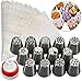 Russian Piping Tips- 24 Pc Dessert Cake Decorating Nozzle Set w 13 Nozzles, 10 Bags, and Tri-Color Coupler, Use 3 Colors at Once - Great Baking Gift