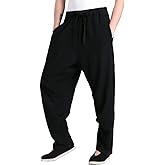 ZooBoo Men's Martial Arts Pants Kung Fu Linen Trousers Tang Suit Pants