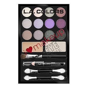 L.A Colors I Heart Makeup Eyeshadow Palette, Diva Pink and Purple, 24.6g