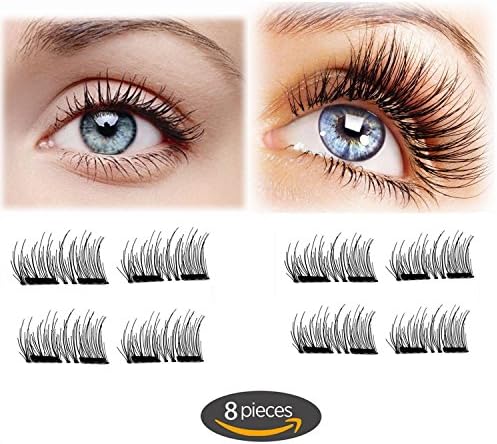 Magnet Eyelashes-Dual Magnetic False Eyelashes Cover Half Eyes with Reusable No Glue (2 pair 8 pieces) Lightweight 100% Handmade Eyelashes Extension for Natural Look, Charming Eyelashes (style 2)