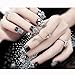 Dongcrystal 24Pcs 3D Bling Nail Art Jewelry Glitter Rhinestone Decor Nail Tips Black Fake Nails