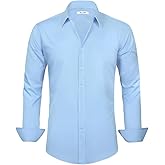 WYWK Men's Dress Shirt Slim Fit Long Sleeve Solid Button Down Shirts for Men Business Wedding