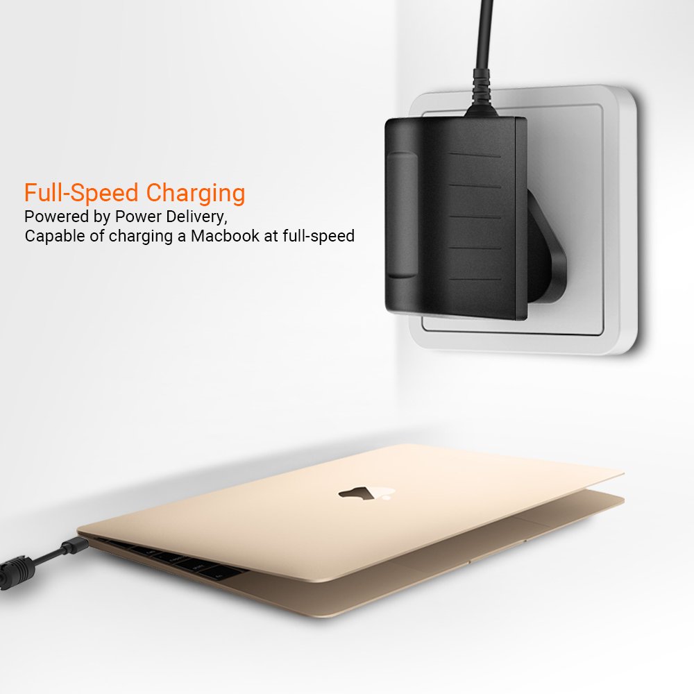 Type-C Mains Charger EasyAcc 30W USB C Wall Charger with Power Delivery and QC Fast Charging Technology for Samsung S8/8+ Wireless Charger, MacBook, Nintendo Switch