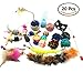 Yangbaga 25 Cat Toys Assortments, 7 Real Fur Rattle Mice, Interactive Wand, Crinkle Balls and Springs for Cats, Puppy, Kitty, Kitten