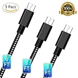 Sngg Luckystar-46 Micro USB Cable, High Speed 2.0 USB to Micro USB Charging Cable Android Charger Cord for Samsung Galaxy S7 Edge/S6/S5/S4, Note 5/4/3, HTC, LG, Tablet and More - Black/White - 3 Piece