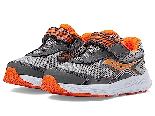 Saucony girls Ride 10 Jr Sneaker, Grey/Blue/Red, 4