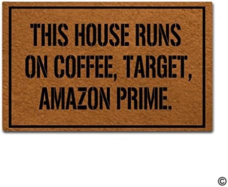 BLINY Entrance FLoormat - This House Runs On Coffee Target Amazon Prime Floor Mat Indoor Outdoor Door Mat Non-slip Doormat Machine Washable Non-woven Fabric - 15.7"x23.6"inch