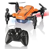 HELIFAR Foldable Mini Drone, H815 Remote Control Quadcopter RC Drone with LED Night Light 6-Axis Gyro Helicopter, One Key Return Flying UFO RTF (Orange)