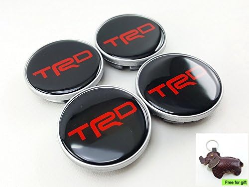 TRD Bronze Center Wheel Hub Caps Cup Cover Logo Resin TRD Letter Red Size 58mm. Set of 4pcs.